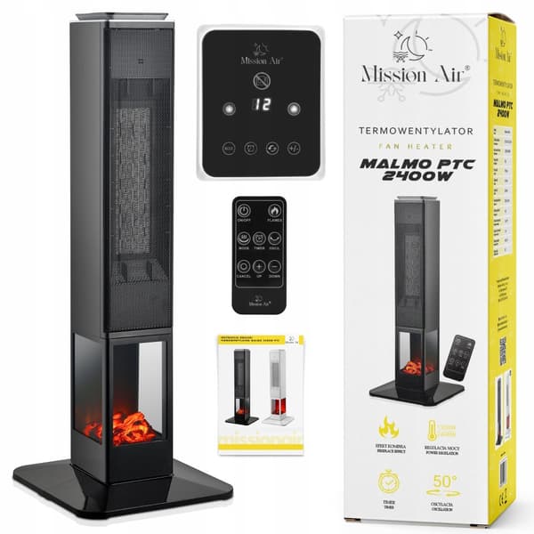 MALMO 2400W Musta kolonnipuhallinlämmitin
