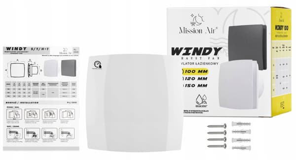 Badeværelsesventilator WINDY 100 H+T WHITE