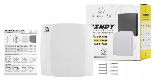 Kylpyhuoneen tuuletin WINDY 120 H+T WHITE