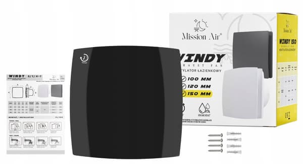 Badeværelsesventilator WINDY 150 T SORT