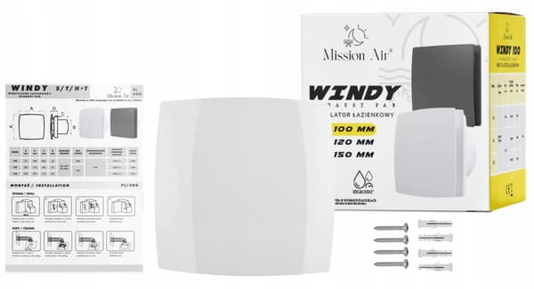Kylpyhuoneen tuuletin WINDY 100 S WHITE