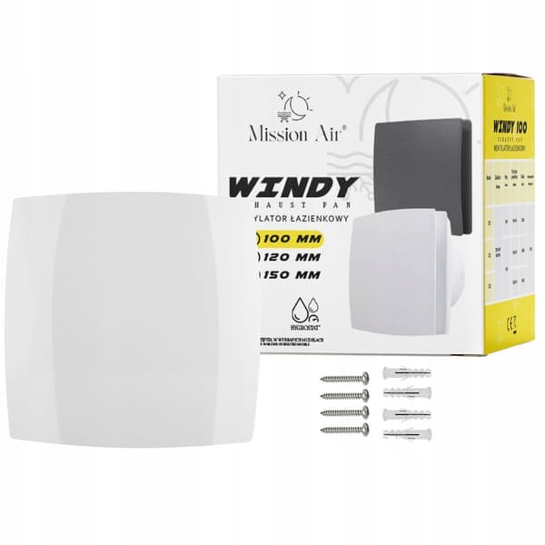 Kylpyhuoneen tuuletin WINDY 100 S WHITE