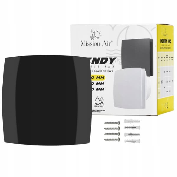 Kylpyhuoneen tuuletin WINDY 100 S BLACK