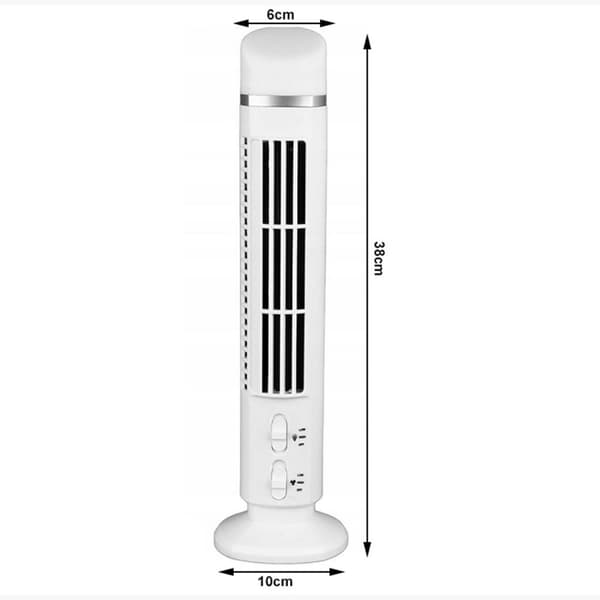 Bladeless Tower ventilator Bordventilator 38cm Hvid