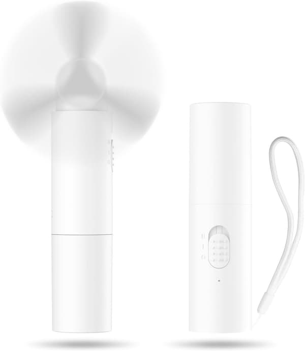 2-i-1 bärbar hopfällbar mini-handfläkt med USB-laddning, kan användas som powerbank, låg ljudnivå, lämplig för resa, kontor och utomhusbruk