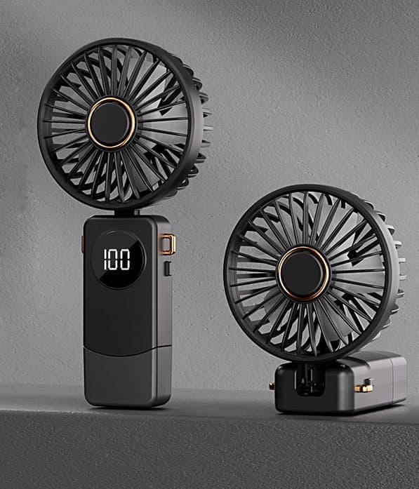 OBOSOE Bärbar Handfläkt/fläkt med Turboeffekt – 5 Hastigheter, Perfekt för Resor och Utomhusaktiviteter,Kan hängas på nacke