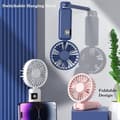 Miniatyrbild 2 av 7: OBOSOE Bärbar Handfläkt/fläkt med Turboeffekt – 5 Hastigheter,  telefonhållare och karbinha, Perfekt för Resor och Utomhusaktiviteter,Kan hängas på