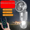 Miniatyrbild 1 av 11: OBOSOE Bärbar Handfläkt/fläkt med Turboeffekt med Bluetooth – Solcellsdriven campinglampa Perfekt för Resor och Utomhusaktiviteter