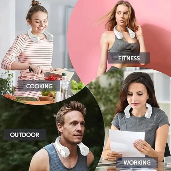 OBOSOE Portabel Handfläkt ,Halsfläkt med Turboeffekt – Justerbar i 3 Hastigheter, Handsfree Fläkt för Sommar och Resor