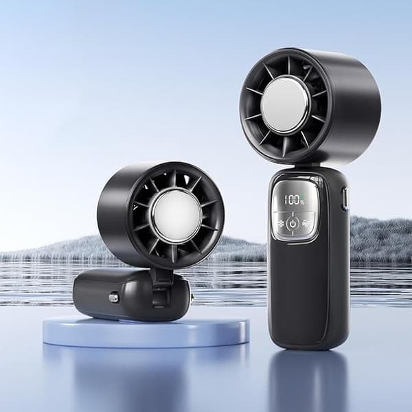 Bærbar Turbo Power håndventilator – 100 hastigheder, med solid-state køleteknologi, kan hænges på nakken, to tilstande: blæser og køling