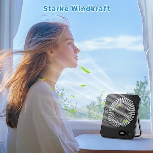 Lollanda Mini USB-Fläkt med LED-Display, Uppladdningsbar Portabel Fläkt - Bärbar och Justerbar för Resor