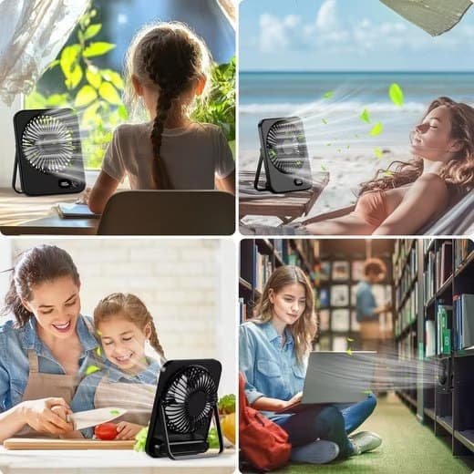 Lollanda Mini USB-Fläkt med LED-Display, Uppladdningsbar Portabel Fläkt - Bärbar och Justerbar för Resor