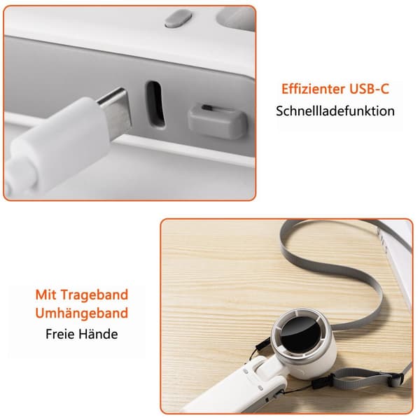 Lollanda 3-i-1 mini handhållen fläkt – bärbar, vikbar USB-fläkt med LED-display, för kontor och utomhusbruk