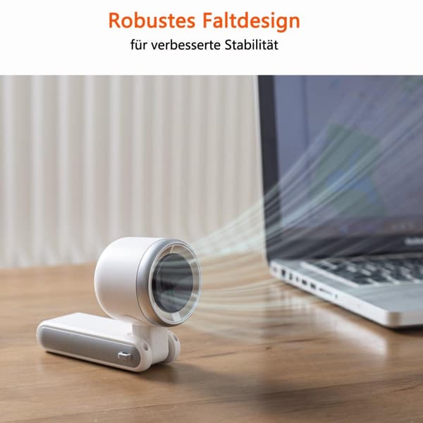 Lollanda 3-i-1 mini handhållen fläkt – bärbar, vikbar USB-fläkt med LED-display, för kontor och utomhusbruk