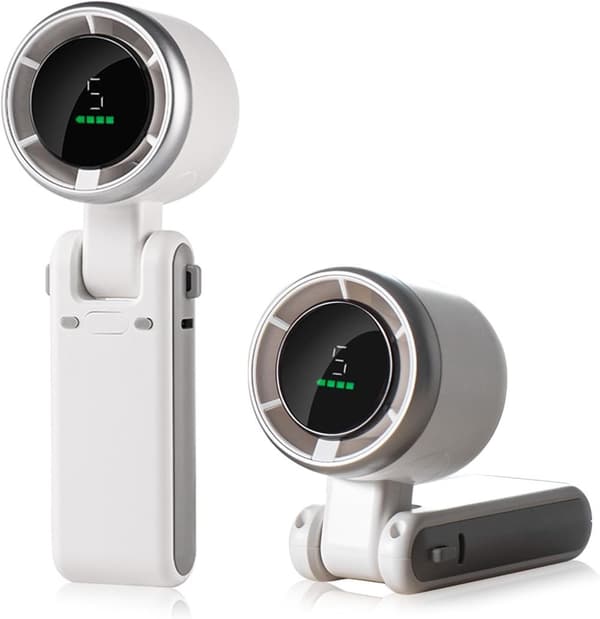 Lollanda 3-i-1 mini handhållen fläkt – bärbar, vikbar USB-fläkt med LED-display, för kontor och utomhusbruk