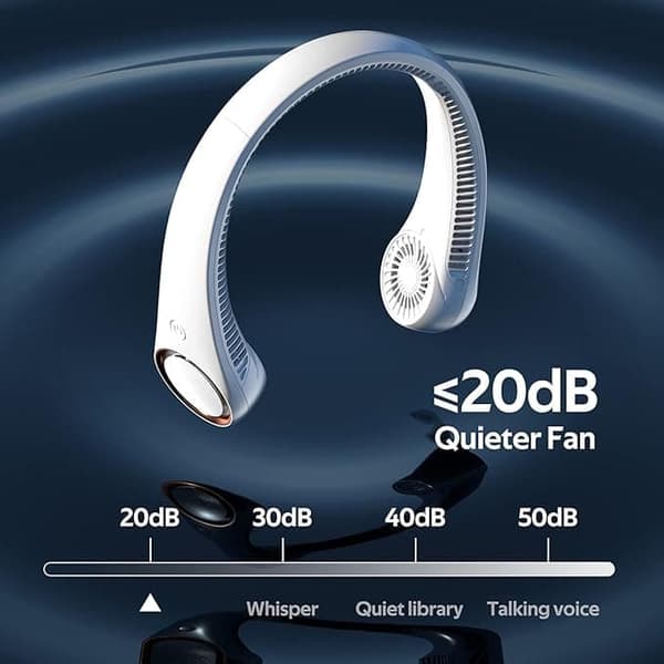 OBOSOE bærbar halsventilator – håndfri 360° køling, støjsvagt design, lang batterilevetid