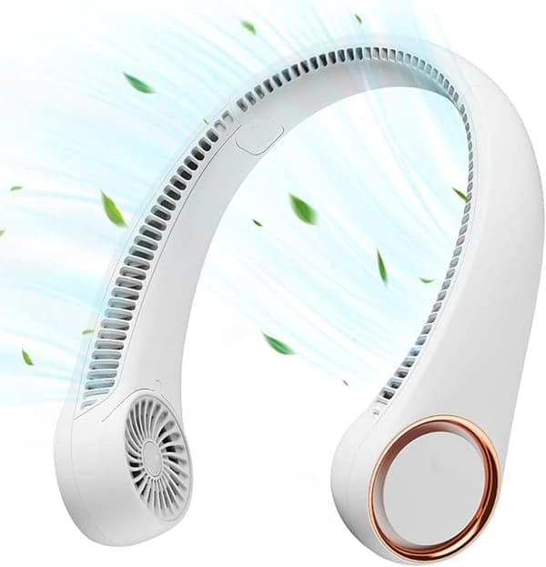 OBOSOE bærbar halsventilator – håndfri 360° køling, støjsvagt design, lang batterilevetid Hvid