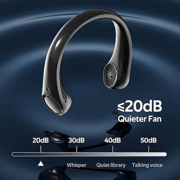 OBOSOE bærbar halsventilator – håndfri 360° køling, støjsvagt design, lang batterilevetid