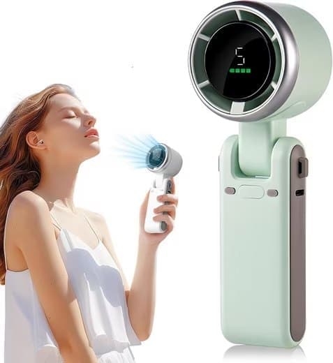 Lollanda Mini Fan, 3-in-1 kannettava käsituuletin – Voidaan ripustaa kaulaan, 5 nopeutta, ladattava ja käännettävä 180°