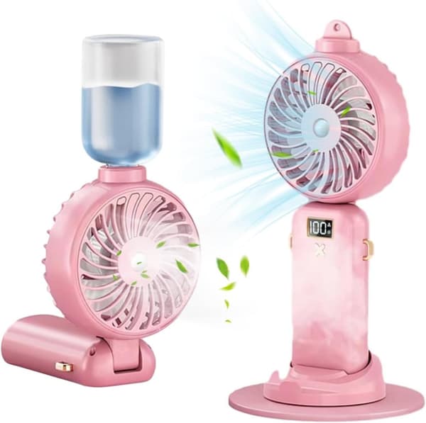 Lollanda Bærbar Sprayventilator 5000mAh, Sprayventilator – LED, 90° drejelig, Kan hænges på halsen