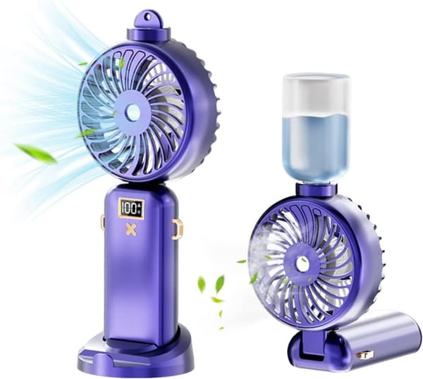 Lollanda Bærbar Sprayventilator 5000mAh, Sprayventilator – LED, 90° drejelig, Kan hænges på halsen