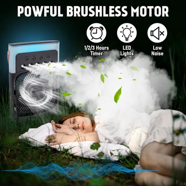 OBOSOE USB-sumutuuletin – 3 nopeutta, 5 suutinta ja LED, kannettava ulkosumutuuletin