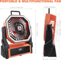 Miniatyrbillede 5 af 6: OBOSOE bærbar campingventilator med 20000mAh batteri, LED-lys og display – genopladelig ventilator til rejser og udendørs