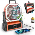 Miniatyrbillede 1 af 6: OBOSOE bærbar campingventilator med 20000mAh batteri, LED-lys og display – genopladelig ventilator til rejser og udendørs