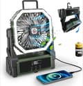 Miniatyrbillede 1 af 7: OBOSOE bærbar campingventilator med 20000mAh batteri, LED-lys og display – genopladelig ventilator til rejser og udendørs