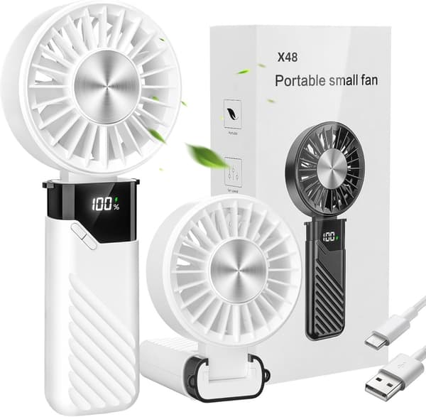 OBOSOE kannettava käsituuletin/tuuletin, USB-ladattava, hiljainen 5 nopeudella