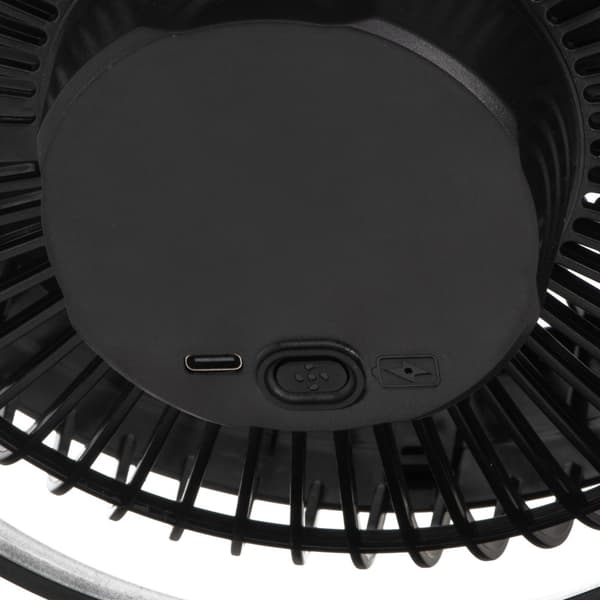 Genopladelig ventilator med klips - 3000 mAh, 360° rotation, USB-C-opladning - Svart