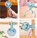 Miniatyrbild 4 av 6: Lollanda Barnvagnsfläkt Portabel, Mini barnvagnsfläkt, Portabel Handfläkt med Flexibel Trebensstativ – 3 Hastigheter, 360° Rotation