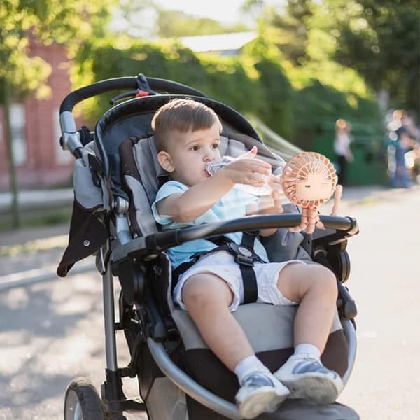 Lollanda Barnvagnsfläkt Portabel, Mini barnvagnsfläkt, Portabel Handfläkt med Flexibel Trebensstativ – 3 Hastigheter, 360° Rotation