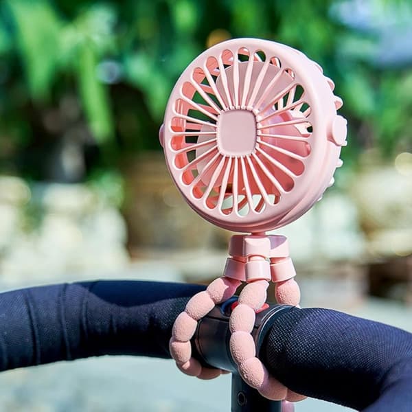 Lollanda Barnvagnsfläkt Portabel, Mini barnvagnsfläkt, Portabel Handfläkt med Flexibel Trebensstativ – 3 Hastigheter, 360° Rotation