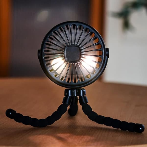 Lollanda Barnvagnsfläkt Portabel, Mini barnvagnsfläkt, Portabel Handfläkt med Flexibel Trebensstativ – 3 Hastigheter, 360° Rotation