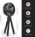 Miniatyrbild 2 av 6: Lollanda Barnvagnsfläkt Portabel, Mini barnvagnsfläkt, Portabel Handfläkt med Flexibel Trebensstativ – 3 Hastigheter, 360° Rotation