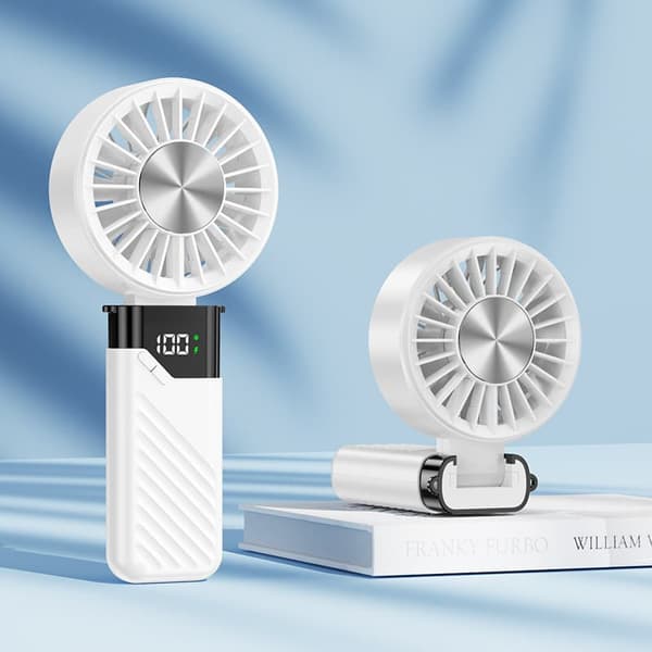 Lollanda bærbar ventilator 5000mAh, mini håndholdt blæser – 100 hastigheder, støjsvag, foldbar, til camping, rejser og strand