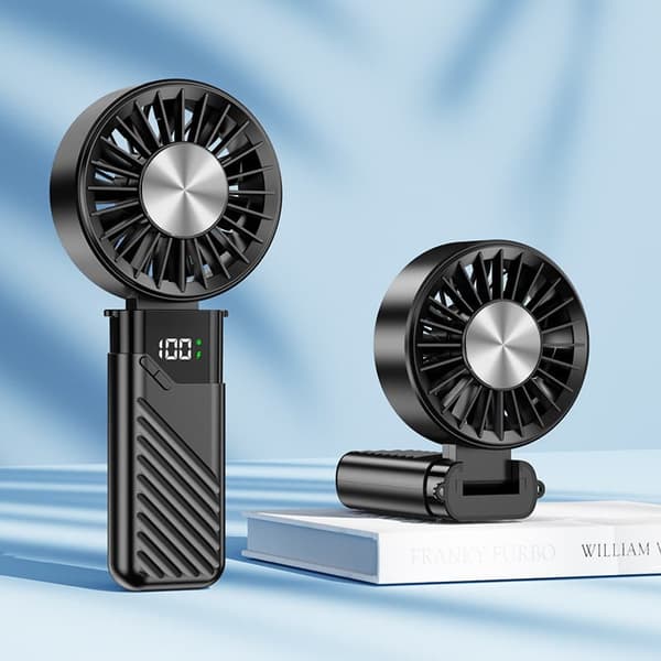Lollanda bærbar ventilator 5000mAh, mini håndholdt blæser – 100 hastigheder, støjsvag, foldbar, til camping, rejser og strand