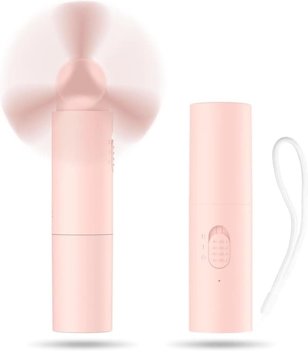 Lollanda 2-i-1 bærbar mini håndventilator med USB, foldbar og powerbank, lav støj, til rejser og kontor