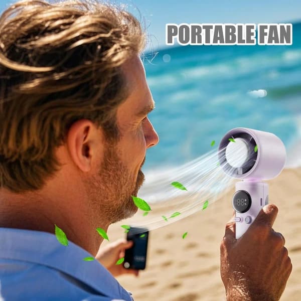 Lollanda Portabel Fläkt Handhållen, Portabel Fläkt med Batteri, Bärbar handhållen fläkt – Tyst, för camping, resor och strand