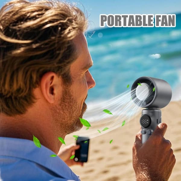 Lollanda Portabel Fläkt Handhållen, Portabel Fläkt med Batteri, Bärbar handhållen fläkt – Tyst, för camping, resor och strand