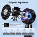 Miniatyrbild 4 av 9: Lollanda Bärbar Handfläkt/fläkt med Turboeffekt – 5 Hastigheter, 3-i-1 Funktion med Låg Ljudnivå, Perfekt för Resor och Utomhusaktiviteter