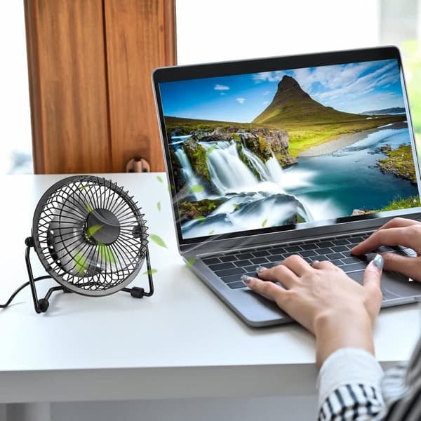 OBOSOE 15cm USB Bordfläkt, 360° Rotation, Tyst Portabel Fläkt för Skrivbord, Hem, Kontor