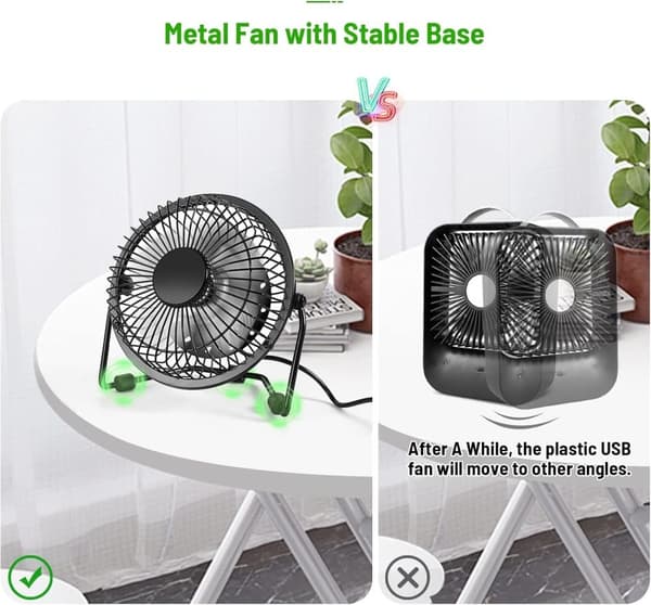 OBOSOE 15cm USB Bordfläkt, 360° Rotation, Tyst Portabel Fläkt för Skrivbord, Hem, Kontor