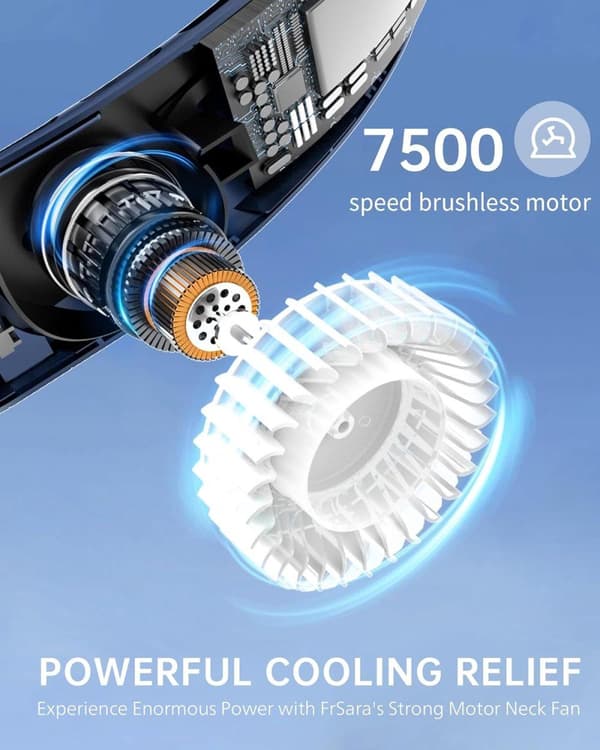 OBOSOE Portabel Fläkt / Halsfläkt - Häng runt halsen, Bärbarfläkt med LED-display – 3 hastigheter, 4000mAh