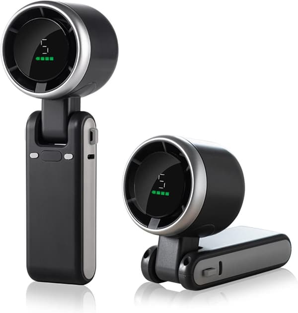 Höghastighets handhållen fläkt med 5-växlad turbokylning, USB-C uppladdningsbar, hopfällbar design för resor, utomhusbruk, kontor (svart/grön/vit)