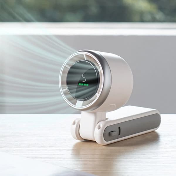 Höghastighets handhållen fläkt med 5-växlad turbokylning, USB-C uppladdningsbar, hopfällbar design för resor, utomhusbruk, kontor (svart/grön/vit)