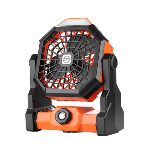 OBOSOE bærbar campingventilator med LED-pære, 7800mAh genopladelig, lydløs blæser til picnic og fiskeri