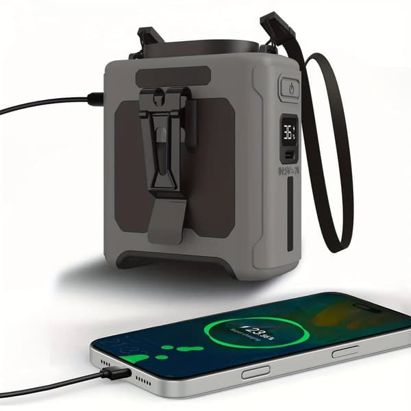 OBOSOE kannettava vyötäröpuhallin 12000 mAh:lla, 5 nopeudella, ladattava handsfree-puhallin ulkoiluun ja matkoille