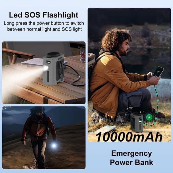 OBOSOE kannettava vyötäröpuhallin 12000 mAh:lla, 5 nopeudella, ladattava handsfree-puhallin ulkoiluun ja matkoille